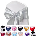 Maiangel Satin Chair Sashes Bows-12Pcs Chair Ribbon Ties Back Sash For Wedding Party Events Banquet Chair Cover Decoration (Silv