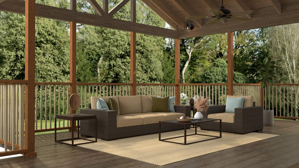 Mad Mats Geometric Outdoor Rug, Reversible Plastic Mat (6' X 9', Basic - Cream/Brown)