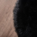 Orinova Black Round Rugs 6Ft Fluffy Washable Faux Sheepskin Shaggy Fur Rugs For Bedroom Plush Shag Rug For Living Room Nursery L