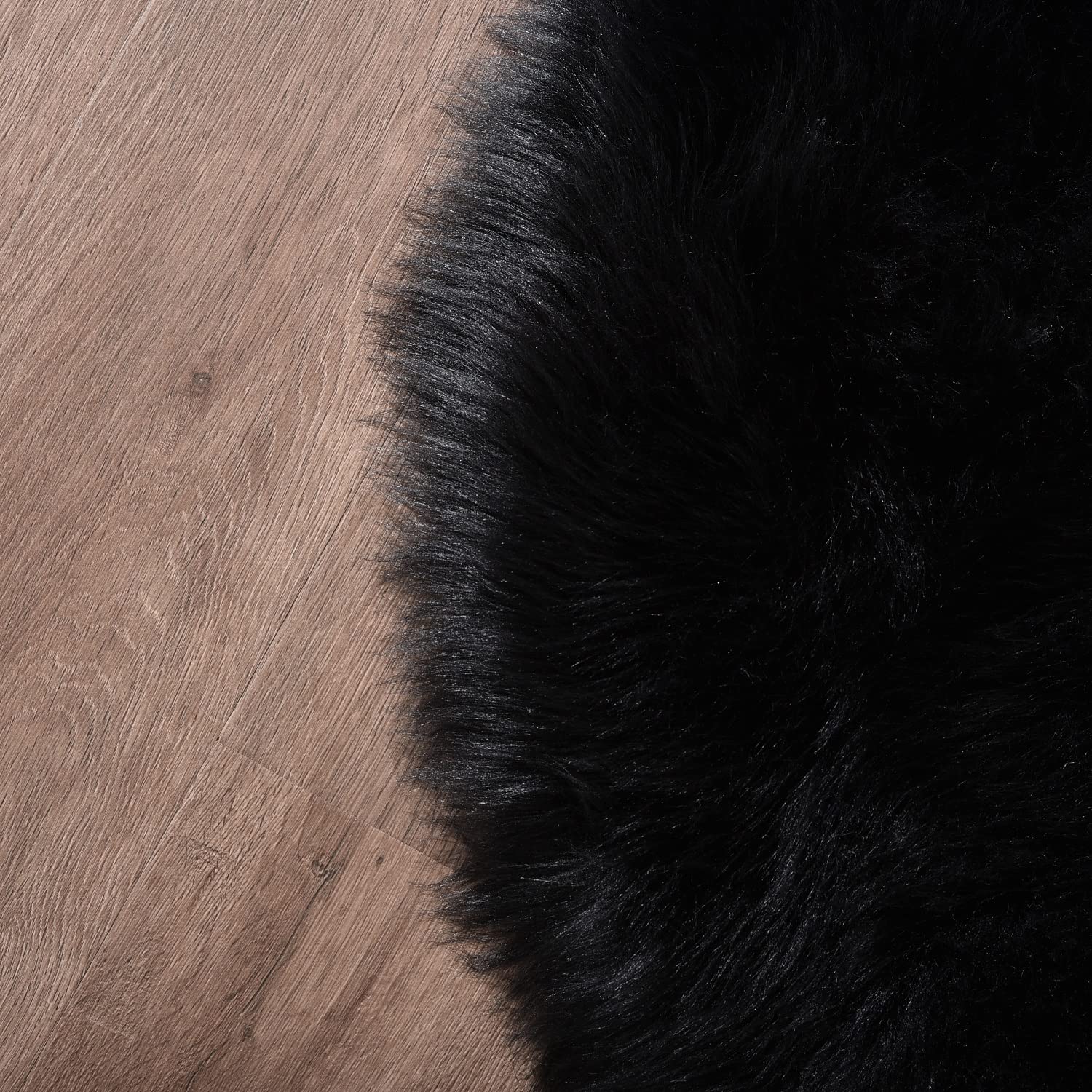 Orinova Black Round Rugs 6Ft Fluffy Washable Faux Sheepskin Shaggy Fur Rugs For Bedroom Plush Shag Rug For Living Room Nursery L