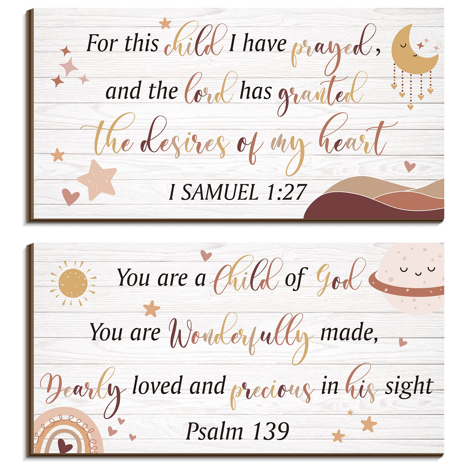 2 Pcs Wood Nursery Wall Decor for Girls Boys Baby Girl Room Decor for Nursery Christian Nursery Wall Art This Child I Have Praye