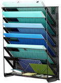 Kuntine.B 7-Tier Hanging File Organizer Vertical Wall File Organizer Wall File Holder, Mesh Magazine Rack Mail Document Organize