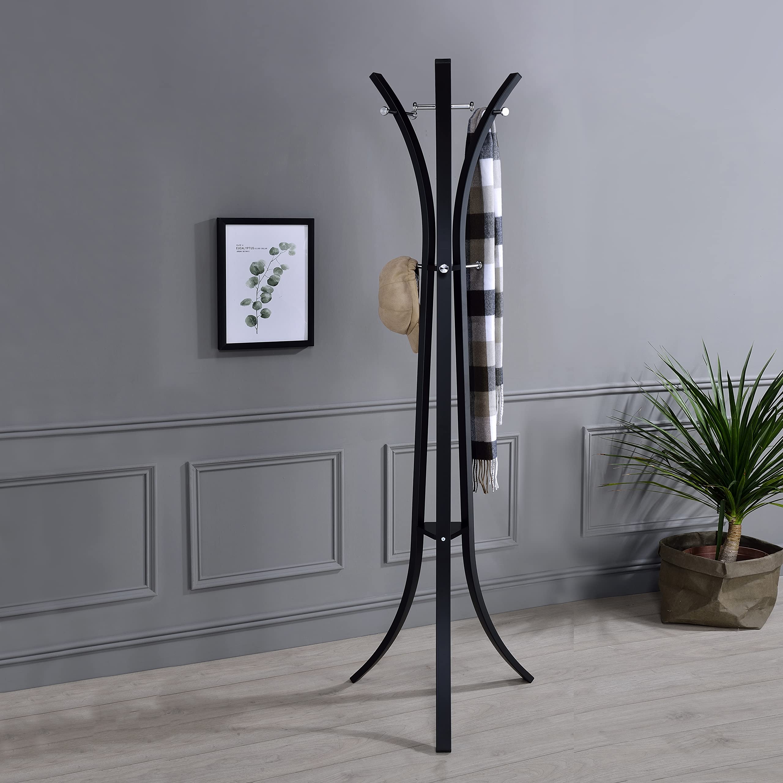 Kings Brand Furniture-Laporte 9-Hook Freestanding Metal Coat & Hat Rack Stand  Black -Like New
