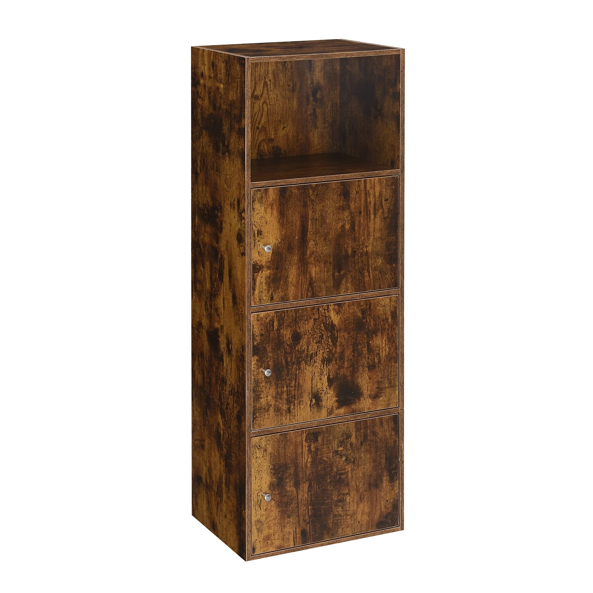 Convenience Concepts Xtra Storage Three-Door Cabinet with Shelf in Walnut Wood Finish
