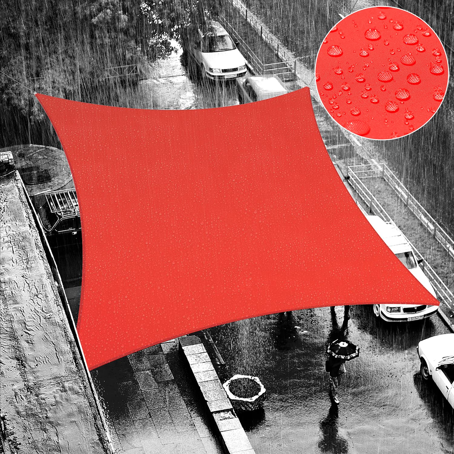 Shademart 4' X 4' Red Waterproof Shade Sail Sun Shade Sail Square Custom Size Water Resistant Canopy Awning Shelter, 95% Uv Bloc
