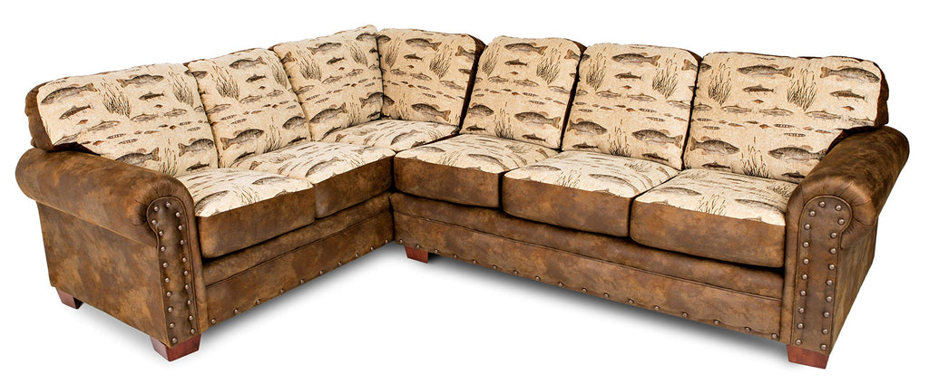 American Furniture Classics Model Angler's Cove Two Piece sectional sofa, Brown