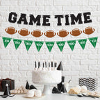 Pre-Strung Game Time Football Banner - No Diy - Football Party Banner - Pre-Strung Garland On 6 Ft Strands - Football Birthday P