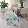 Jukmen Small Area Rug  5 x 10 cm Bathroom Entryway Rug NonSlip Blue Throw Rug Accent Distressed Rug Floor Carpet for Door Mat 