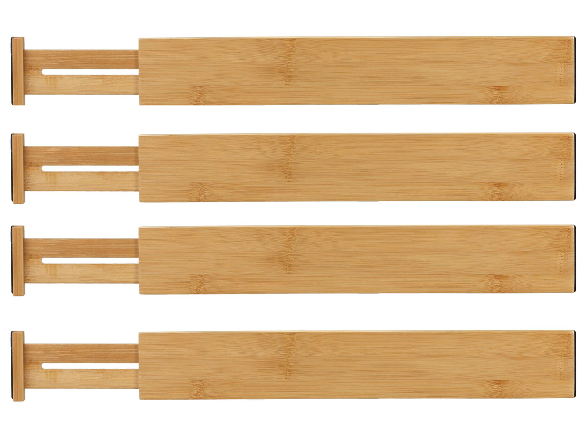 Cortesi Home Traci Natural Bamboo Spring Loaded Adjustable Drawer Dividers, Set Of 4, Brown