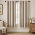 XOGUIBO Brown Boho Blackout Curtains 72 Inches Long Linen Blend 2 Panels with Tassels and Cotton Embroidery, Farmhouse Vintage R