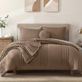 Monbix King Size Comforter Set - 7 Pieces Bed In A Bag King, Raw Umber Bedding Sets With Comforter, All Seasons Down Alternative