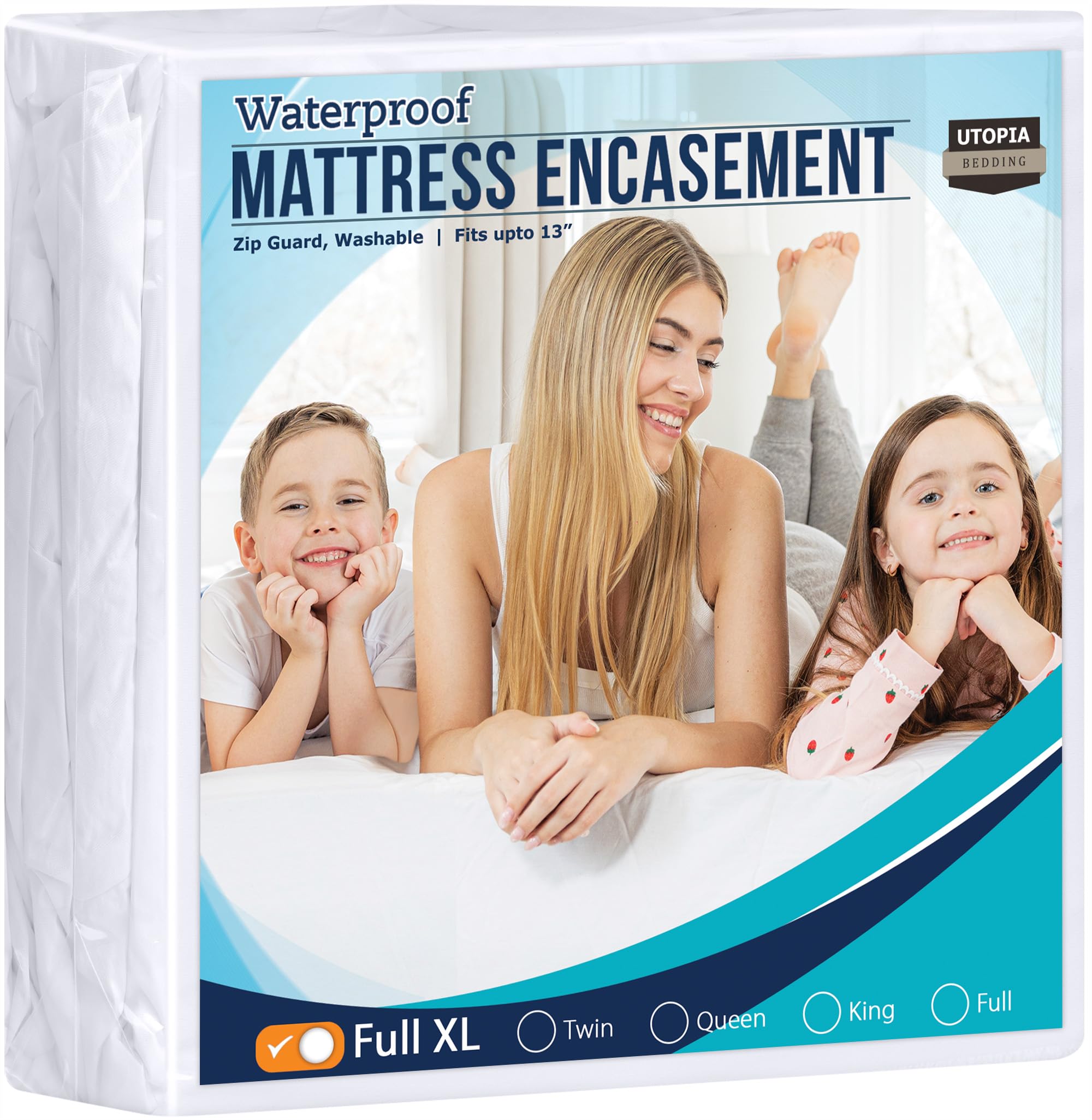 Utopia Bedding Zippered Mattress Encasement Full Xl - 100% Waterproof And Bed Bug Proof Mattress Protector - Absorbent, Six-Side