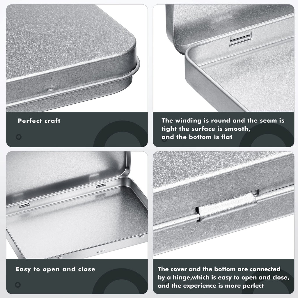 Rectangular Metal Tin Box With Lid Metal Hinged Lid Tin Metal Empty Tin Box Container Silver Storage Tin Box For Watercolor Jewe