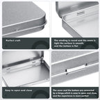 Rectangular Metal Tin Box With Lid Metal Hinged Lid Tin Metal Empty Tin Box Container Silver Storage Tin Box For Watercolor Jewe