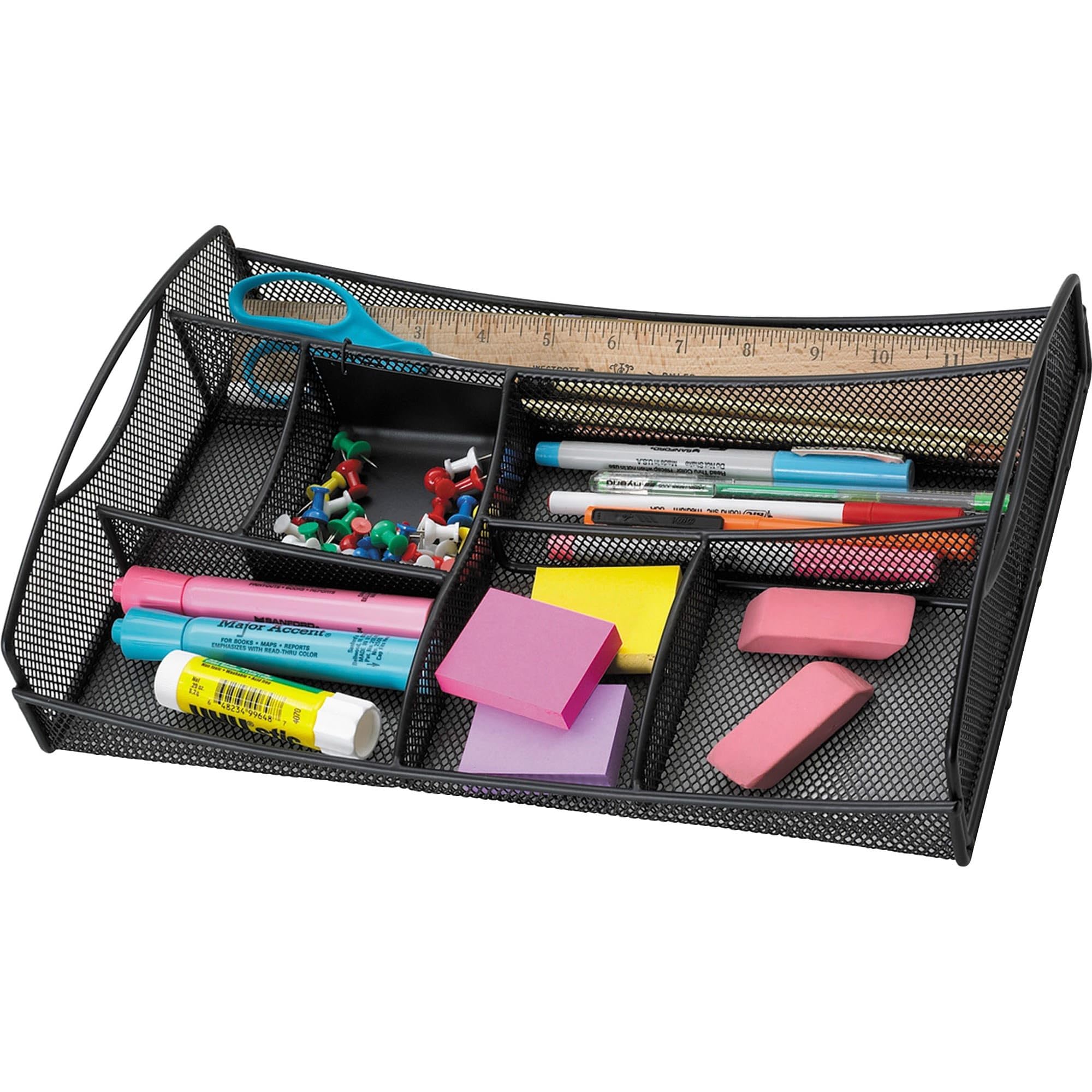 Safco Products 3262Bl Onyx Mesh Desktop Organizer With Drawer, Black
