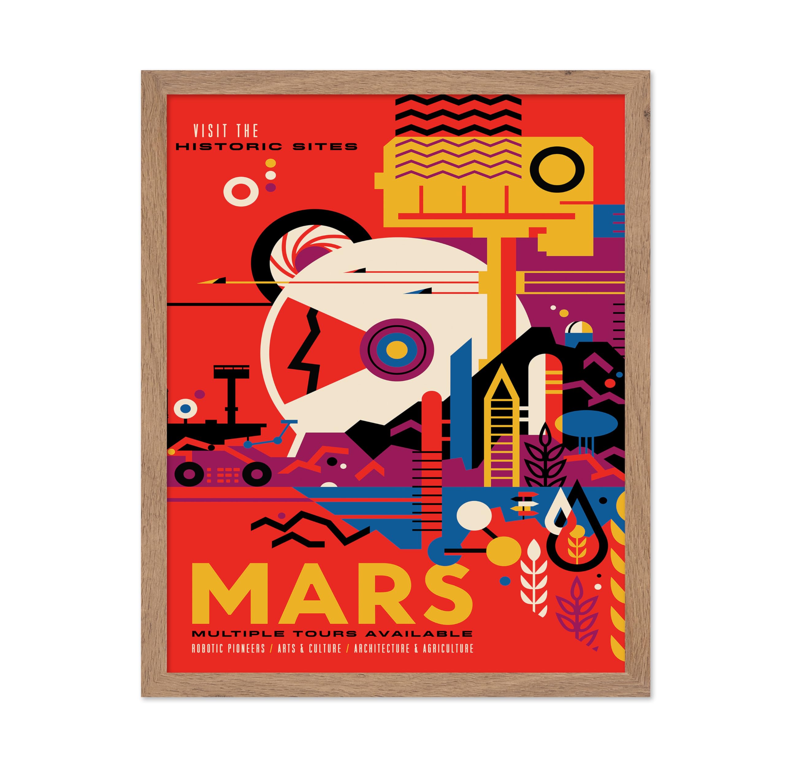 Poster Master Mars NASA Space Print - Imagine a Future - Retro Wall Art - Mars Travel Poster - Great Wall Decor Gift for Home, O