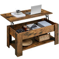 Yaheetech Vintage Coffee Table, Lift Top Coffee Table With Large Hidden Storage Shelf, Lift Tabletop Dining Table For Living Room, Home Small Space, 38.6In, Rustic Brown