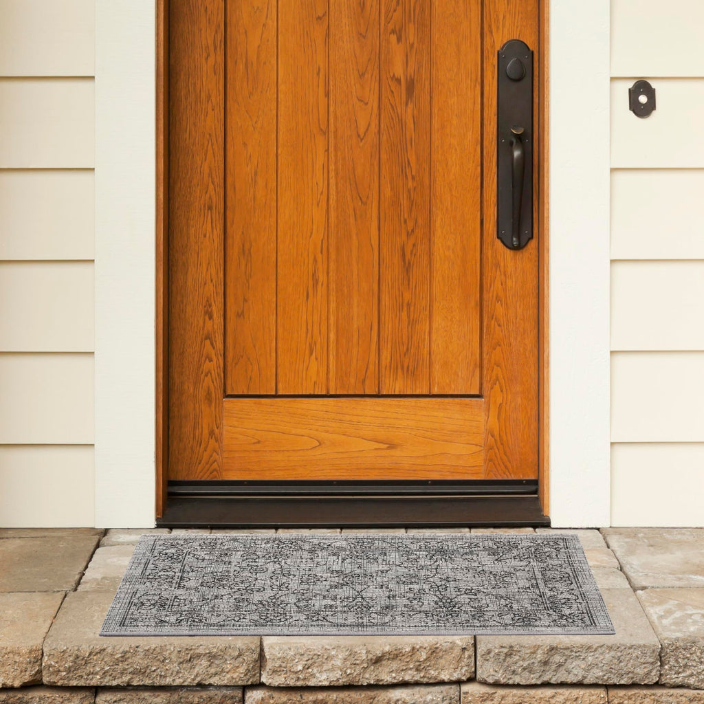 Safavieh Courtyard Collection 2' X 3'7' Grey/Black Cy8680 Indoor/ Outside Waterproof Easy Cleansingpatio Backyard Mudroom Accent Mat