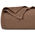 Phf 100% Cotton Waffle Weave Blanket King Size 104' X 90' - Lightweight Cozy Washed Soft Breathable Throw - Perfect Layer For Couch Bed Sofa - Elegant Aesthetic Home Decoration Gift - Cappuccino