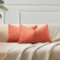Juspurbet Apricot Lumbar Velvet Throw Pillow Covers 14X24 Inch Set Of 2 For Living Room Couch Sofa Bedroom Decorative Solid Cush