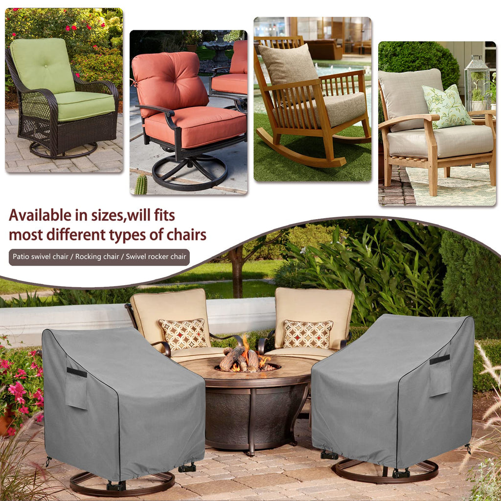 Okcool Outdoor Swivel Chair Cover 2 Pack,Outdoor Furniture Patio Chair Covers Waterproof Clearance,(27.5'' W X 32.5'' D X 39'' H