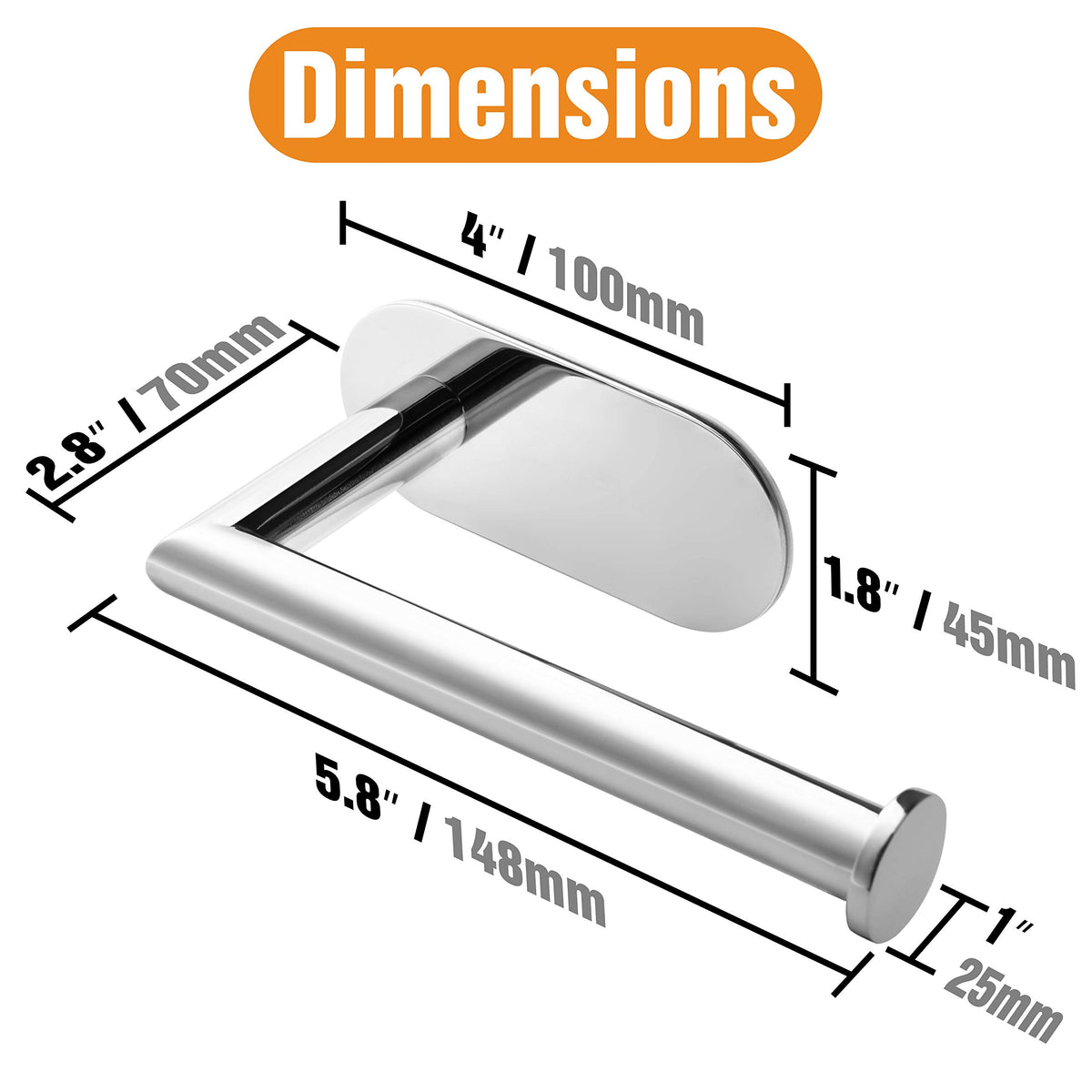 Hitslam Chrome Toilet Paper Holder Self Adhesive, Stainless Steel Toilet Paper Roll Holder For Bathroom