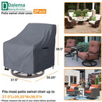 Dalema Outdoor Swivel Lounge Chair Cover 2 Pack,Heavy Duty 100% Waterproof Patio Swivel Chair Covers,Weatherproof Furniture Prot
