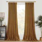 Nicetown Gold Brown Velvet Curtains (2 Panels, 52-Inch Wide X 120-Inch Long), Luxury And Soft Thermal Insulated Velvet Curtains