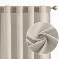 Jinchan Linen Blend Curtains 90 Inches Long For Living Room Oat Farmhouse Rod Pocket Back Tab Light Filtering Window Drapes For Bedroom Curtains 2 Panels