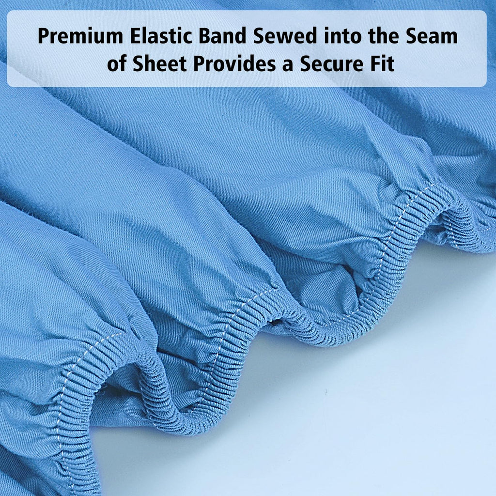 Lirex Fitted Sheet, Full Size 100% Egyptian Cotton 300 Thread Count Soft Breathable Fitted Sheet, 135X190Cm, Sky Blue