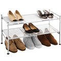 Seville Classics 2-Tier Iron Mesh Utility Shoe Rack, Chrome