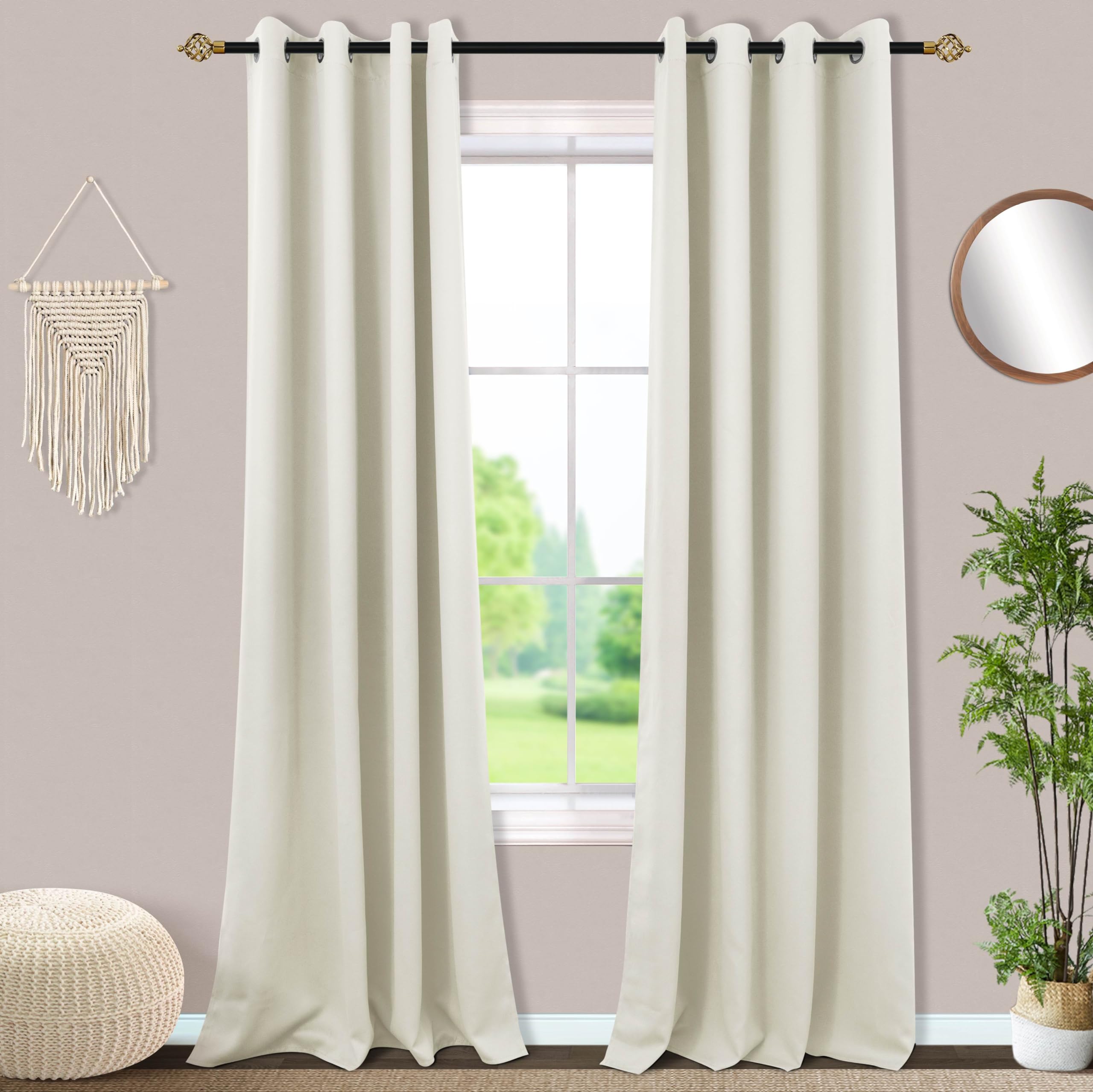 Mrs.Naturall Extra Long Curtains Drapes 108 Inches Long 2 Panels Set,Room Darkening 60-70% Blackout 9Ft 9Ft Tall Curtains For Li