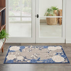 Nourison Aloha Indoor-Outdoor Blue Grey 2'8' X 4' Area Rug, Easy Cleaning, Non Shedding, Bed Room, Living Room, Dining Room, Ba