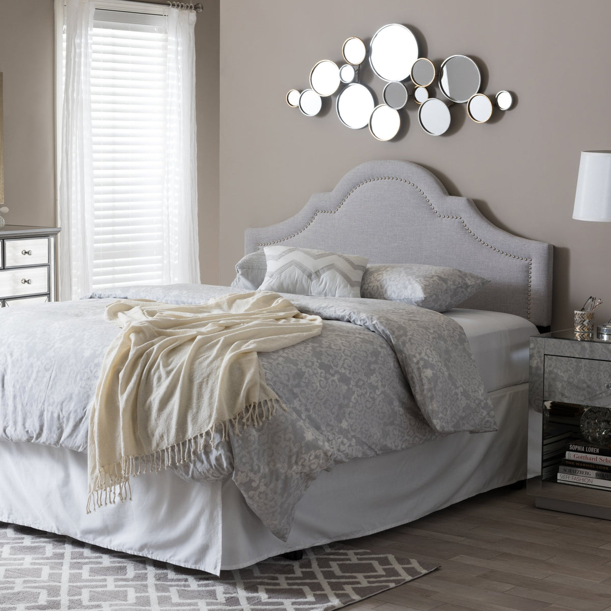 Baxton Studio Jardan Headboard, Full, Greyish Beige