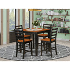 East West Furniture PBFA5-BLK-W 5 Piece Kitchen Counter Height Dining Table Set Includes a Square Pub Table and 4 Dining Room Chairs, 36x36 Inch, Black & Cherry