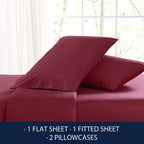 Nautica- King Sheet Set, Cotton Percale Bedding Set, Crisp & Cool, Lightweight & Breathable (Solid Dark Red, King)