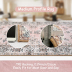 Lahome Pink Runner Rug 2'6''X8' With Rubber Backing, Boho Machine Washable Carpet Runners For Hallways Entryway Non-Slip, Soft F