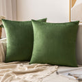 Miulee Pack Of 2 Moss Green Velvet Throw Pillow Covers 24X24 Inch Soft Solid Decorative Square Set Cushion Cases For Spring Couc