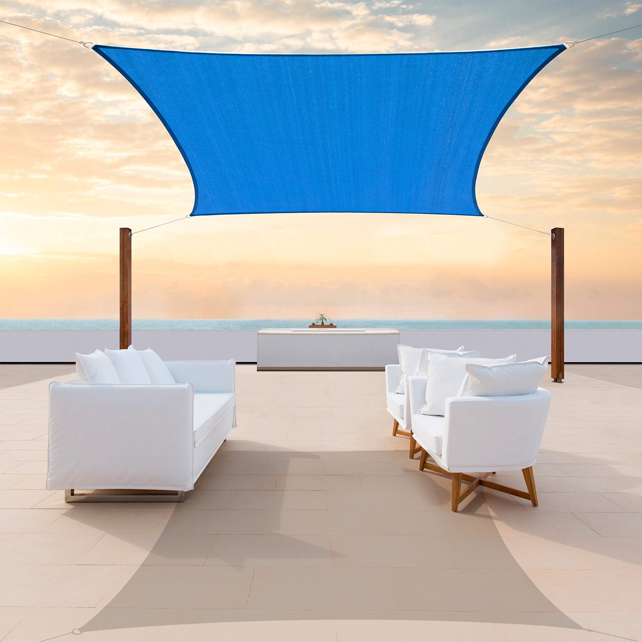 Colourtree Ctapr1020 Custom Size 7' X 17' Blue Sun Shade Sail Canopy Uv Block Upf50  Rectangle - Commercial Standard Heavy Duty