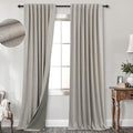 Koufall Taupe Back Tab Linen Blackout Curtains For Living Room 52 By 96 Inch Length