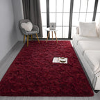 Pettop Fluffy Burgundy Rug For Bedroom Living Room, 3X5 Feet Rectangle Rug Plush Fuzzy Carpet For Girls Kids Boys, Non-Slip And