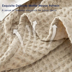 Phf Ultra Soft Waffle Weave Blanket Queen Size 90'X 90'- Washed Lightweight Breathable Cozy Woven Blanket For Bed - Aesthetic Decor For Couch Bedding Sofa Home Car - Khaki