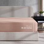 Nestl Extra Deep Pocket Full Fitted Sheet, Peach Beige Full Size Fitted Sheet Only, 1800 Microfiber Fitted Bed Sheet, Ultra Soft Full Bed Fitted Sheet Fits Up To 24 Inch Mattress
