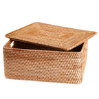 FIYAMMY Rattan Basket With Lid, Large Lidded Basket For Storage Rattan Box(15.3' L  11.4'W  9.5'H)