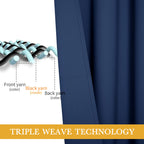 Ryb Home Navy Blue Grommet Curtains For Living Room, Room Darkening Thermal Curtains Drapes Privcay Window Coverings For Bedroom