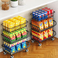 3-Tier Rolling Pantry Cart with Wheels, Stackable Wire Storage Floor Organizer for Kitchen Pantry Snack Shelves, Fruit Basket St