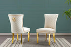 Best Quality Furniture SC360-367 Dining Chairs, Cream/Gold