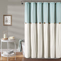 Lush Decor Linen Button Shower Curtain, 72' X 72', Blue & Off-White
