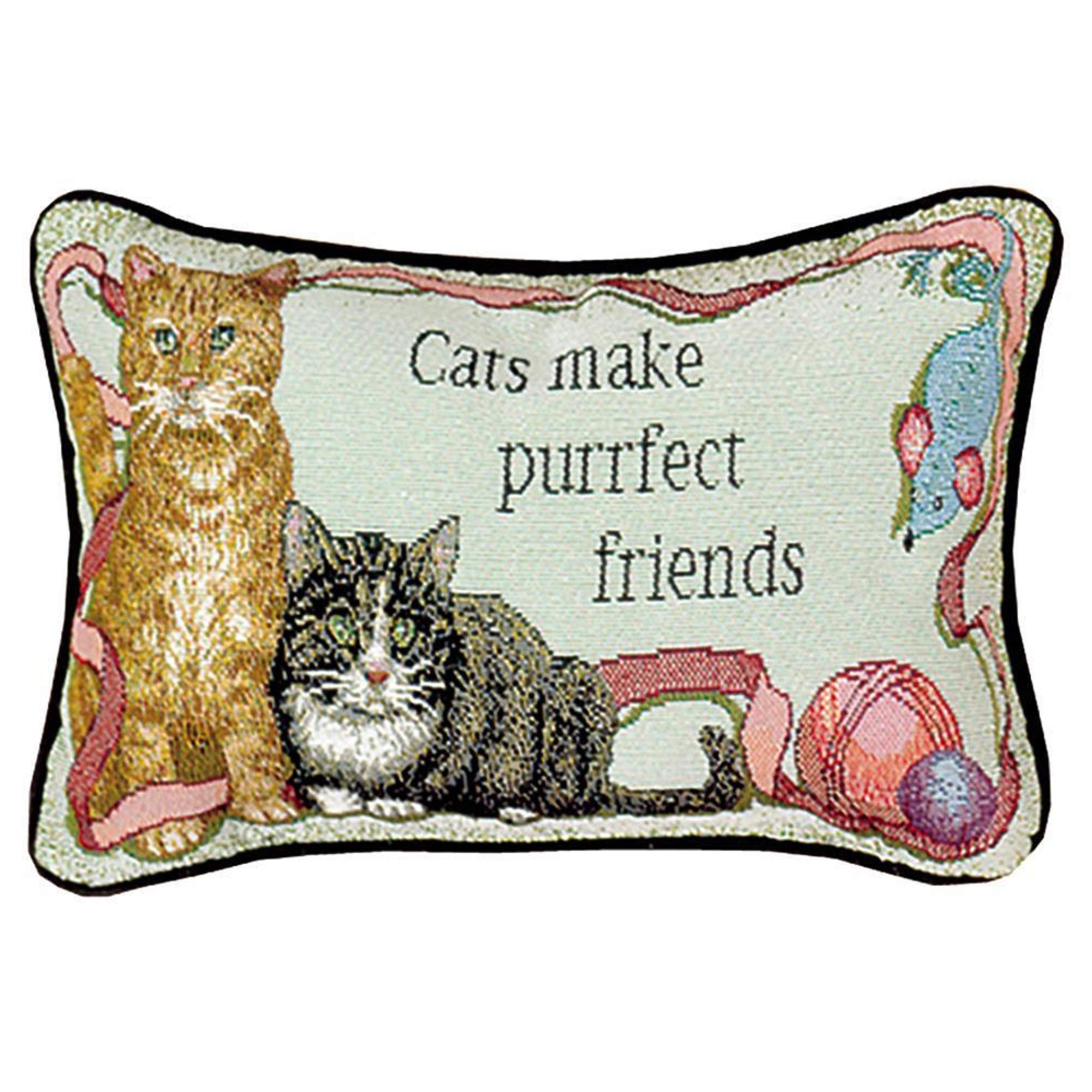 Manual Woodworkers Purrfect Friends Throw Pillow White Multi