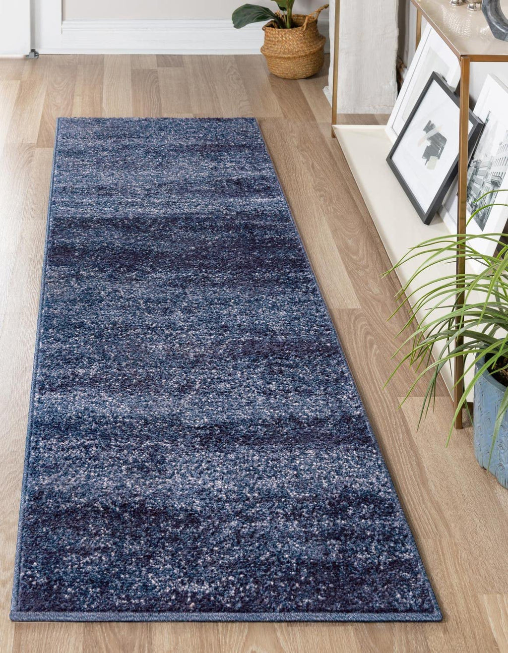 Unique Loom Del Mar Collection Area Rug - Lucille (2'x 6' 1'' Runner, Navy Blue/ Ivory)